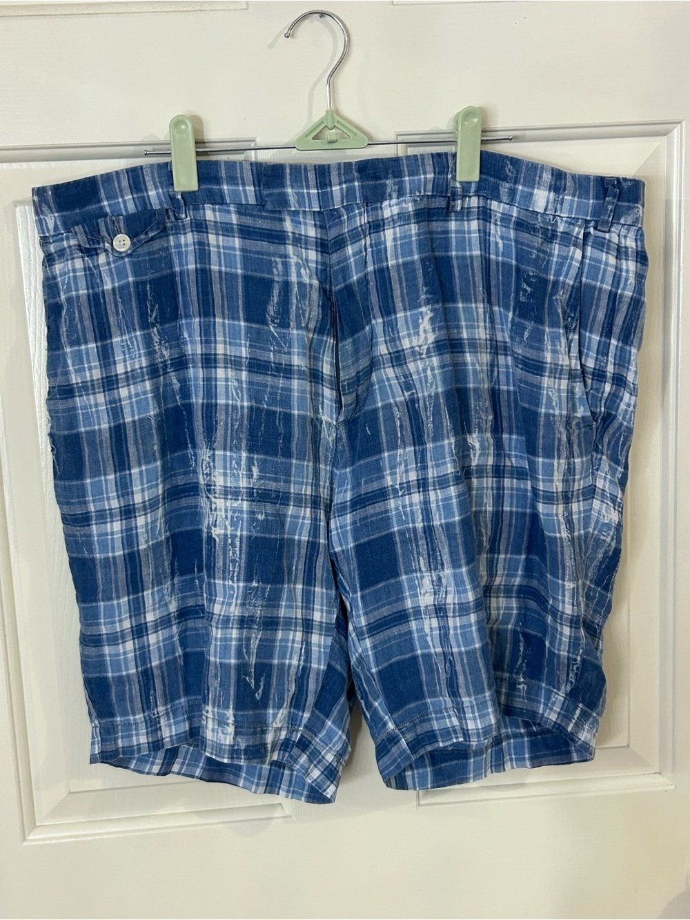 Mens 40 Polo Ralph Lauren India Madras 100% Linen Shorts Tie Dye Blue - Picture 2 of 9